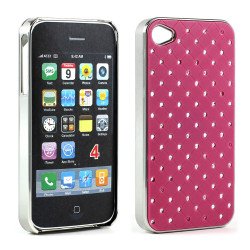iPhone 4 4S  Star Diamond Chrome Case (Hot-Pink)